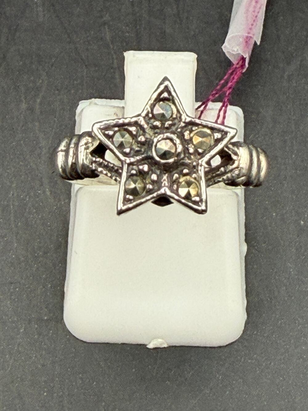 Vintage "NEW" Sterling Silver Star Ring with Marcasite stones size 5.5